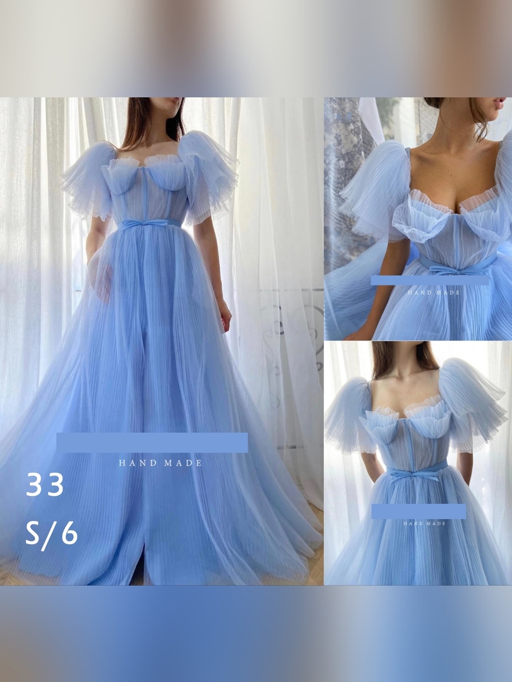 Ethereal Light Blue Tulle Gown Size S.